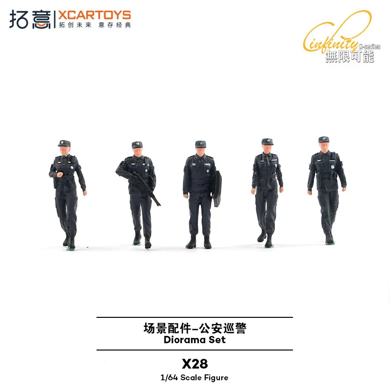 

XCARTOYS Car Toys For Boys Simulation 1/64 Public Security Patrol Scene Accessories Ornament Miniature Figure Set Model Holiday