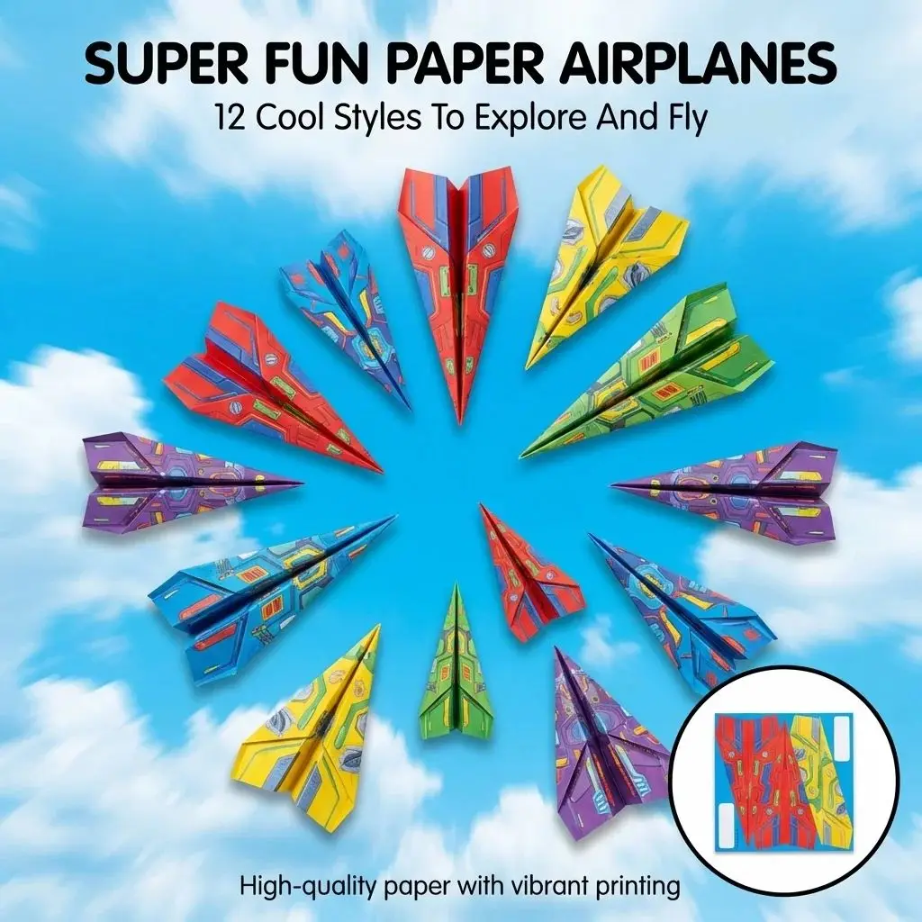 36Pcs 3D Paper Airplane Origami Kit Full Color Folding Handmade Tutorial Parent Child Craft Improve Hands On Ability Puzzle Toy