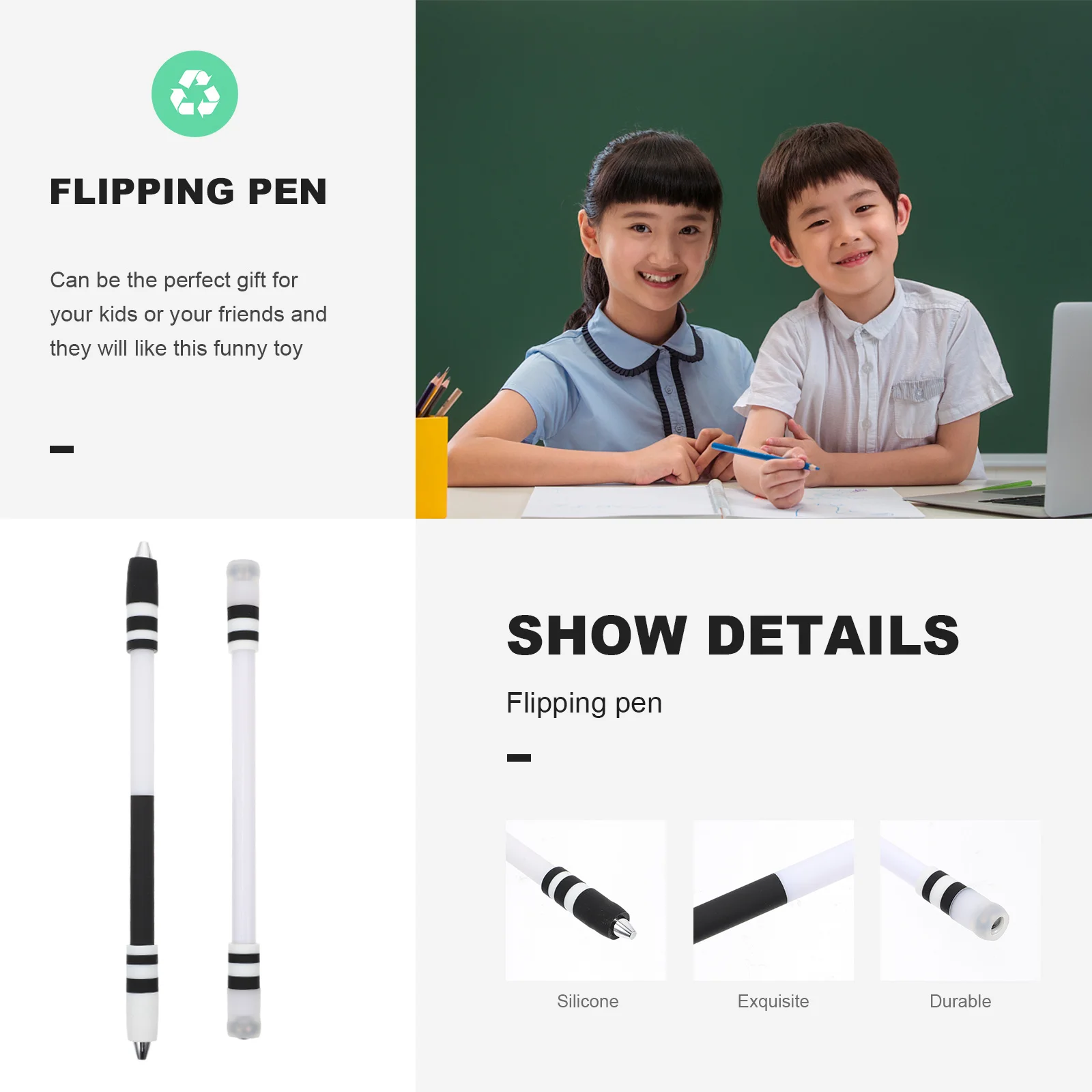 قطعتان من قلم التقليب للألعاب، قلم دوار ممتاز، بناء قوي، مريح، يلمس اليد، فكرة هدية رائعة للأصدقاء، محمولة فريدة من نوعها #2