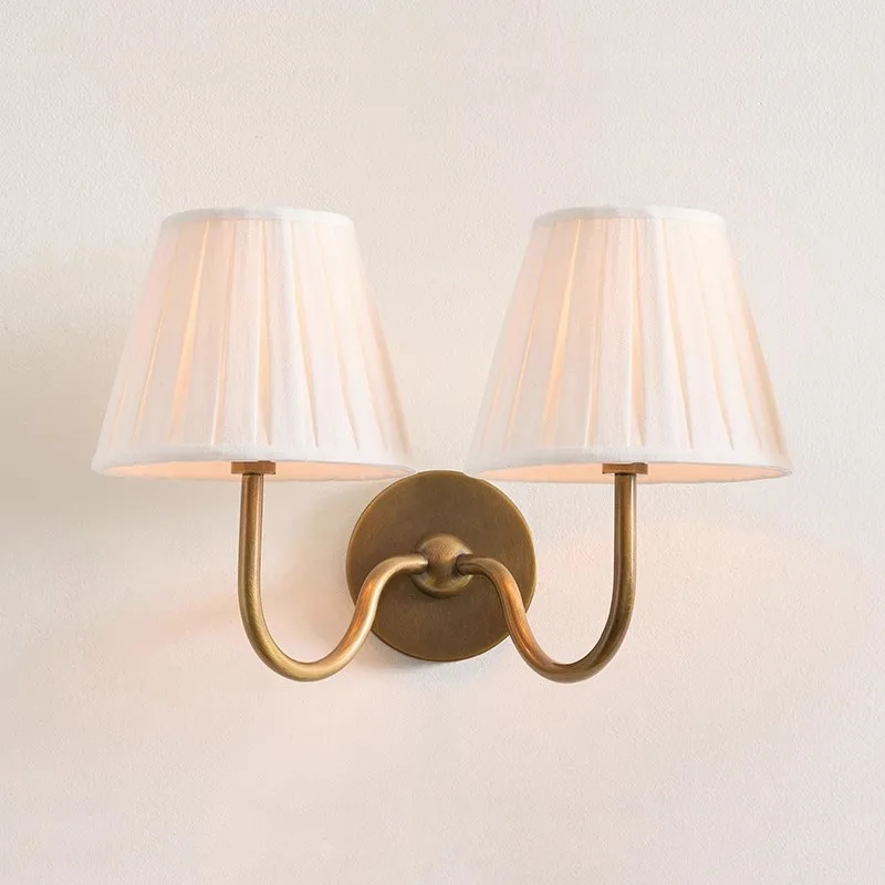 

French Antique Style Fabric Wall Lamp Minimalist Home Lighting Fixture for Bedroom Bedside Living Room Foyer Corridor Luminaire