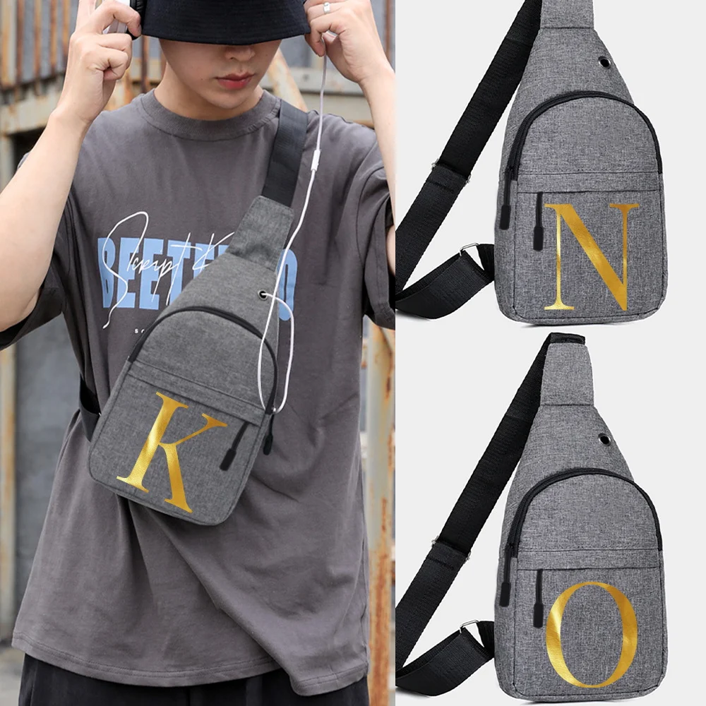 

Crossbody Bags Single Shoulder Men Chest Bags Daily Letter Series Cycling Commute Phone Sundries Storage Pack Adjustable Package