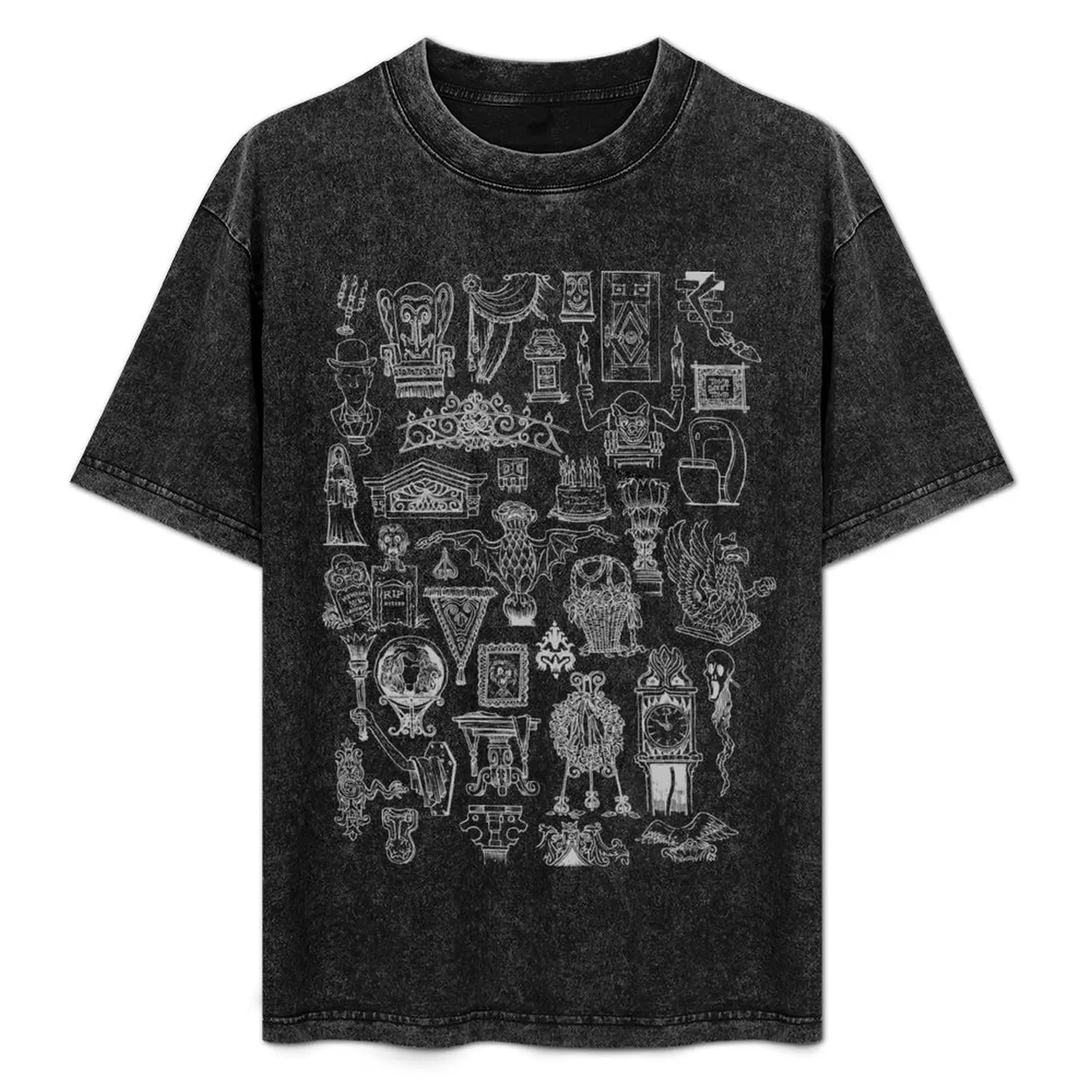 

Haunted Mansion Icons Doom Buggy Breathing Door Hurry Back Bride Ghost More T-Shirt Novelty Graphic Tee Shirt