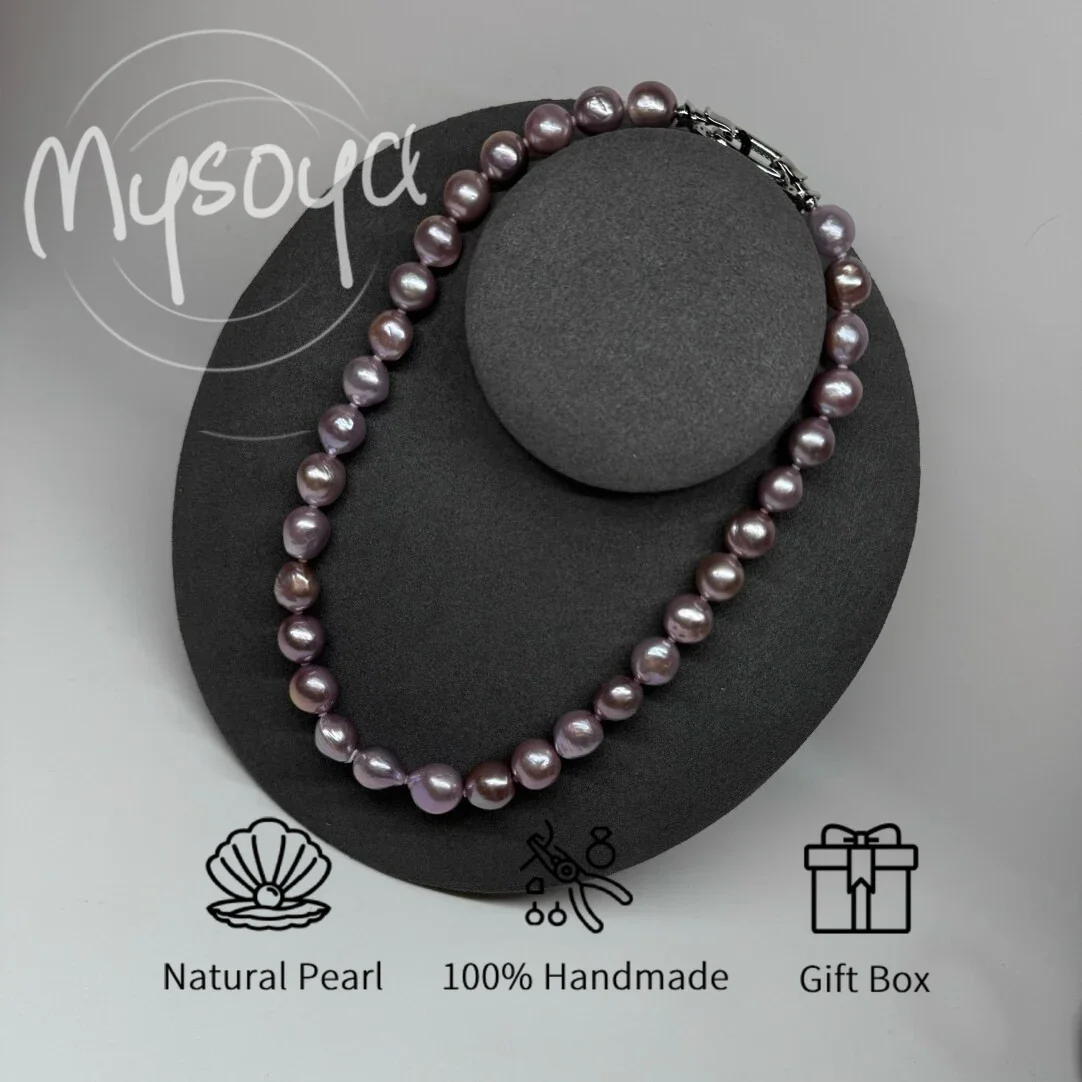 

MYSOYA фиолетовое ожерелье из пресноводного жемчуга Эдисона 11-13 мм с подарочной коробкой для нее/него дня рождения/свадьбы/Рождества/новогоднего подарка