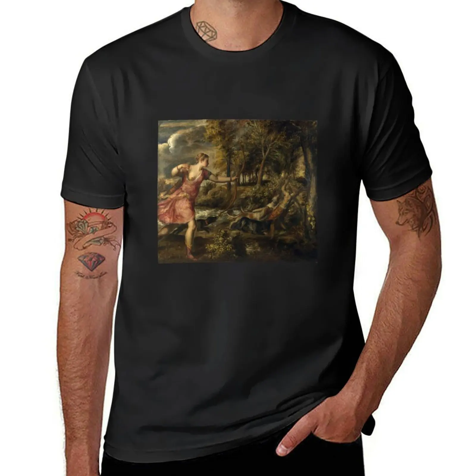 The Death of Actaeon by Titian - Ovid Metamorphoses T-Shirt vintage clothes boys animal print mens graphic t-shirts big and tall