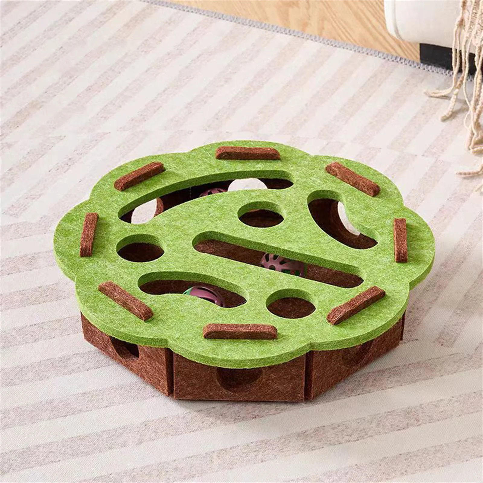 Cat Puzzle Toy Felt Puzzle Box Cat Exercise Toy With Ball Indoor Sports Entertainment Training Cat Toys For Indoor Cats