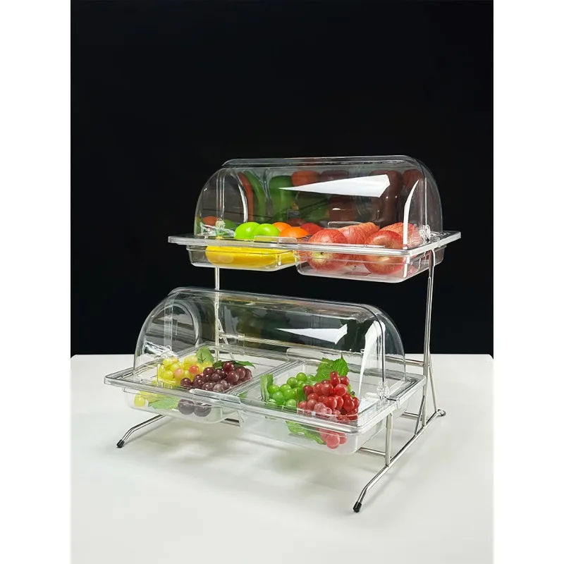 

European double-layer cake dessert buffet display rack with cover transparent cover fruit bread tray multi-layer