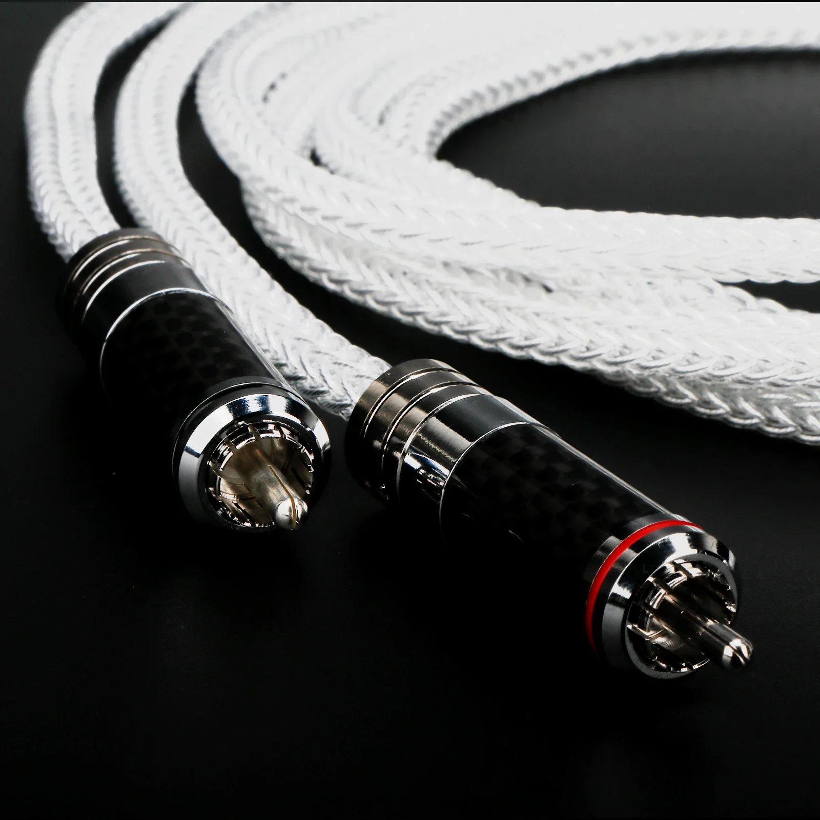 16-Core Pure Silver RCA Cable with Carbon Fiber Welding-Free Plug, Audiophile Grade for Amplifiers and CD Players - Enhanced Tra