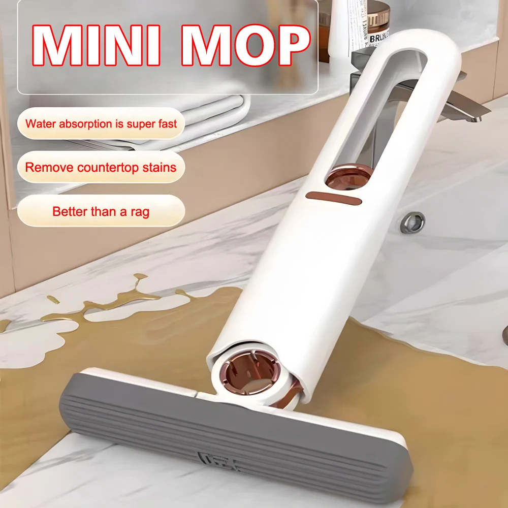 Powerful Squeeze Mini Mop Folding Home Cleaning Mops With Sponge Self-squeezing Floor Washing Mops Desk Window Car Clean Tools