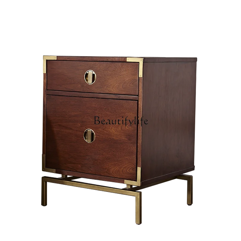 

American bedside table Modern light luxury living room Bedroom solid wood storage cabinet