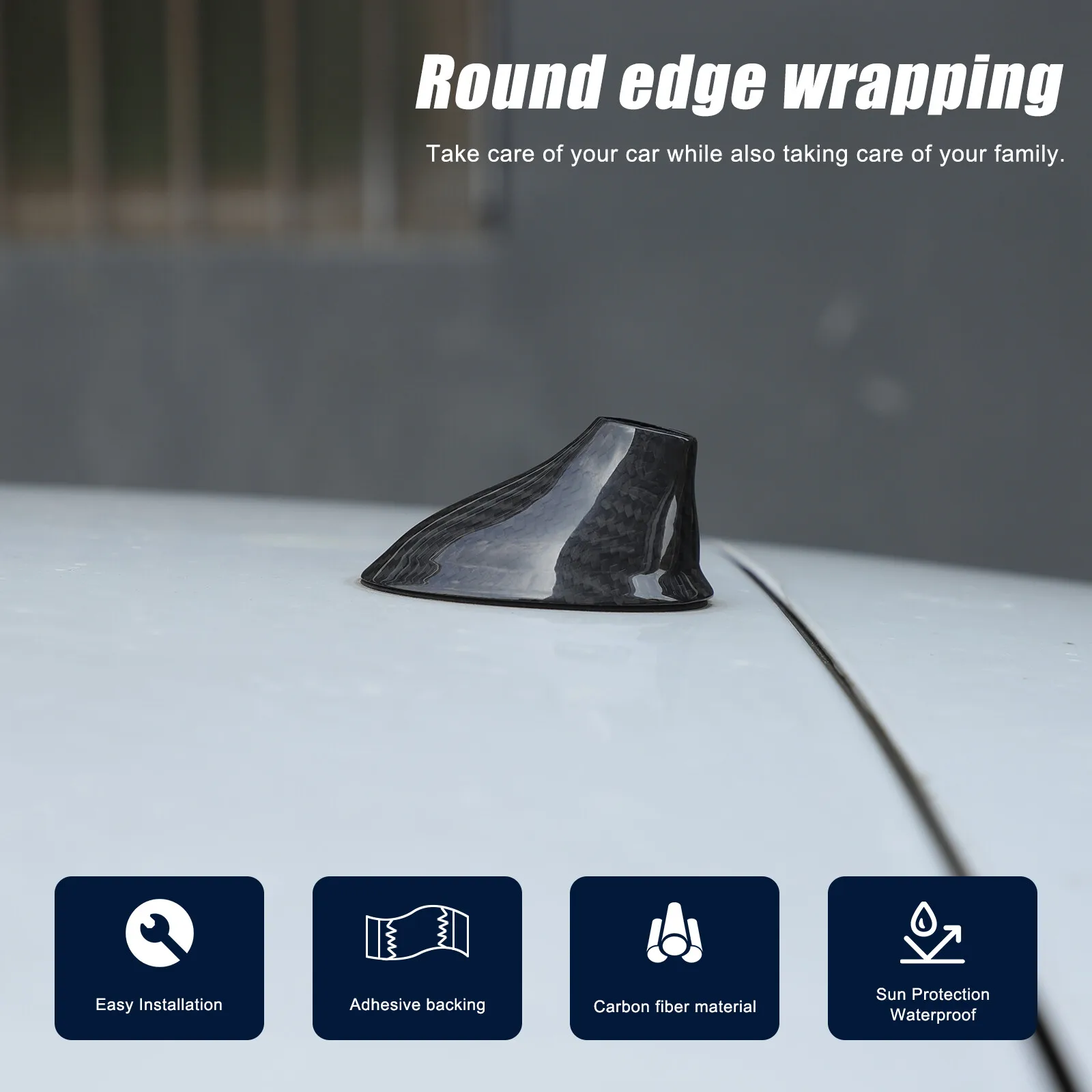 

1PCS Carbon Fiber Exterior Dome Shark Fin Antenna Cover Trim Roof Aerial Decorative Shell For Fiat 500 Abarth 595 2010-2024