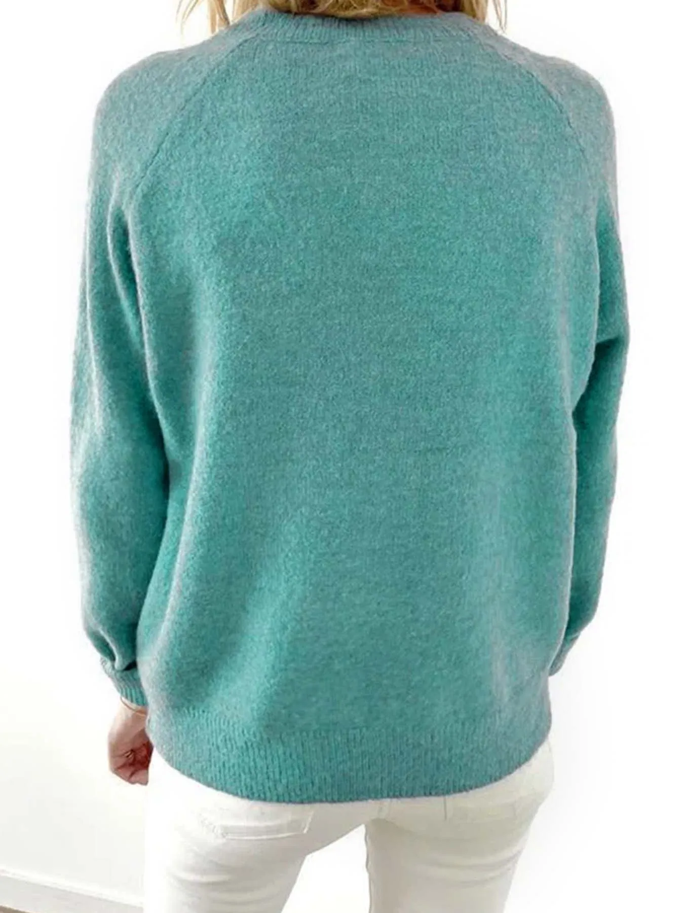 Maglione Pullover solido mezzo bottone, maglione spalla Raglan manica lunga Casual, abbigliamento donna