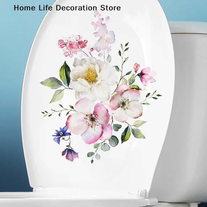 Green Plant Flower Wall Sticker Toilet Sticker WC Self Adhesive Mural Beautify Flower Home Decoration Decals Refrigerator sticke