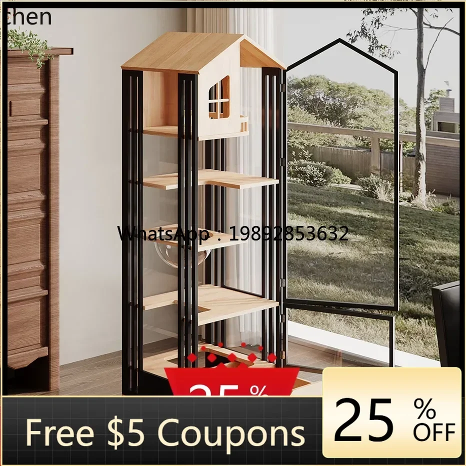 

U8 cat villa solid wood cage indoor large free space cat artifact cabinet
