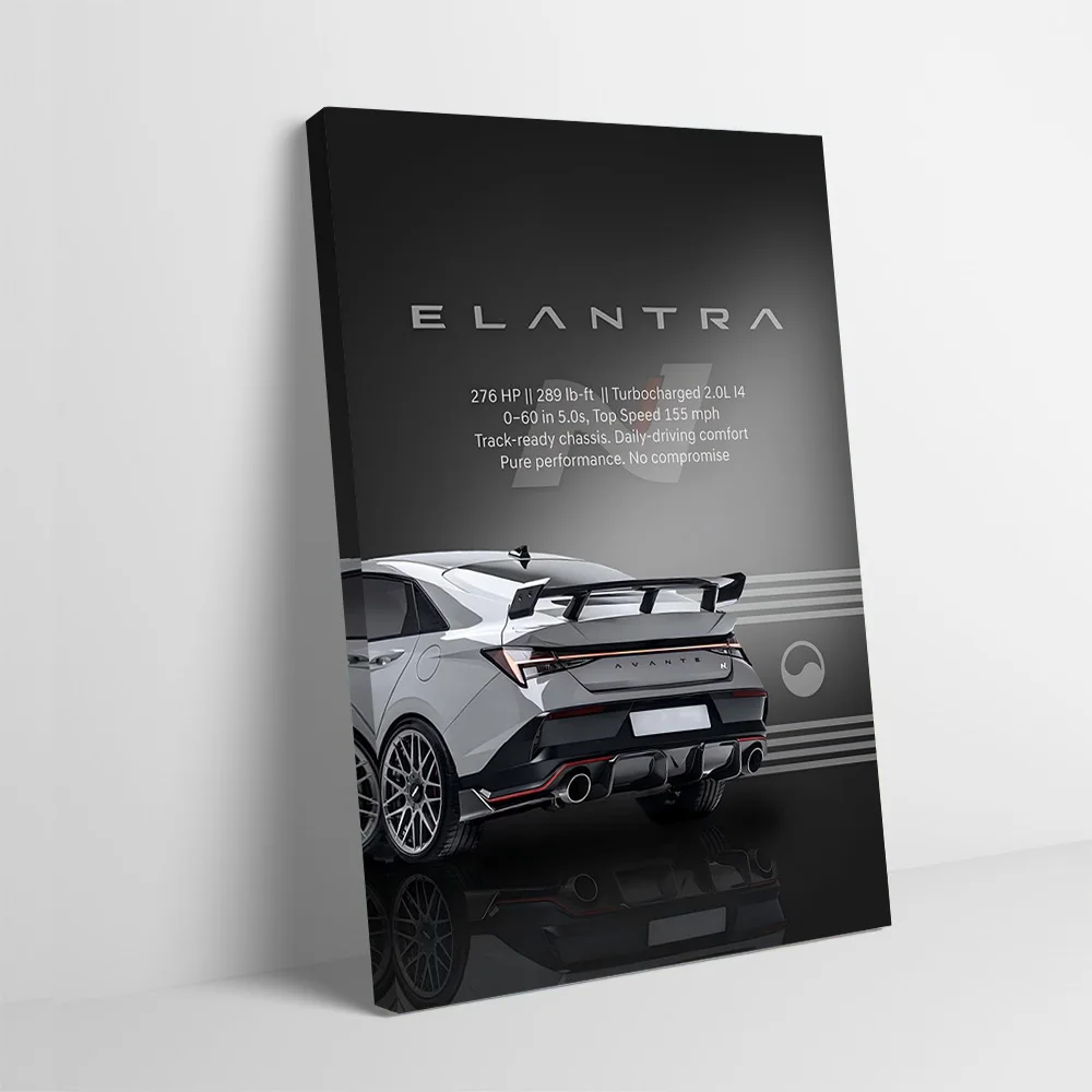 Sports Elantra N Performance Car Printing Poster Custom Pictures Wall Art Canvas Painting Gift for Modern Living Room Paintings