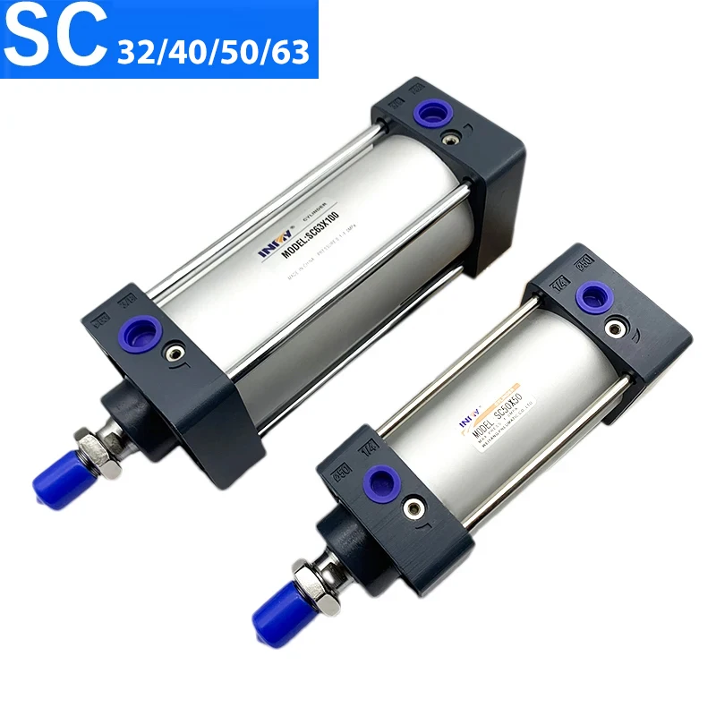 SC Standard Cylinder SC32/40/50/63/80/100/125 Bore Small Pneumatic Cylinder Piston Big Thrust 25-1000mm Stroke Double Acting