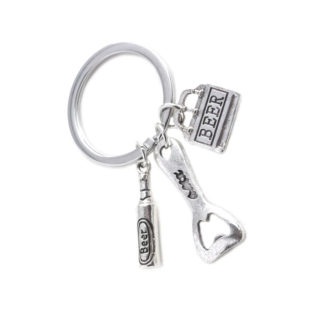

Beer Bottle Opener Keychain Sturdy Metal Funny Keyring Father Day Gift Decor Keychains Man Chain Hanging Kitchen Bar Accessories