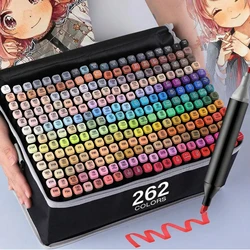 24/36/48/60/80/120/168/262 Colors Artist Double Headed Art Marker Pen Graffiti Manga Sketch Alcohol Based Soft Brush For School