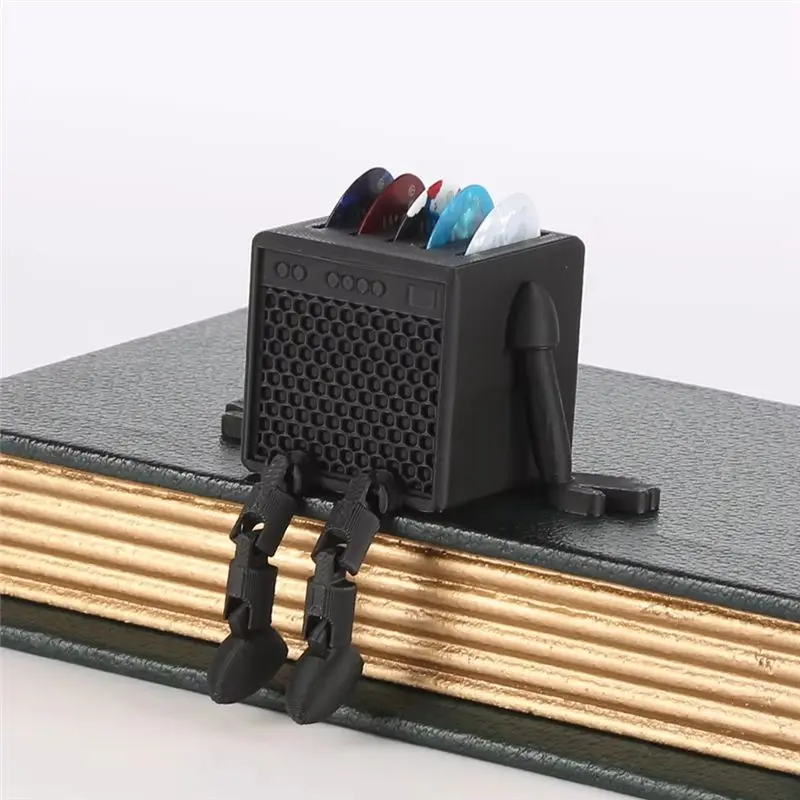 ABUE-Pick Box Storage Box Desktop Ornaments Quality Craftsmanship Small Artificial Pick Storage Box Black