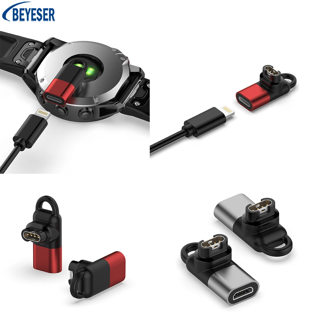 Type C Converter For Garmin Fenix7/Fenix7X/Fenix7S/Venu2 plus/instinct2 For Watch Micro USB Apple to 4 pin Charging Connector