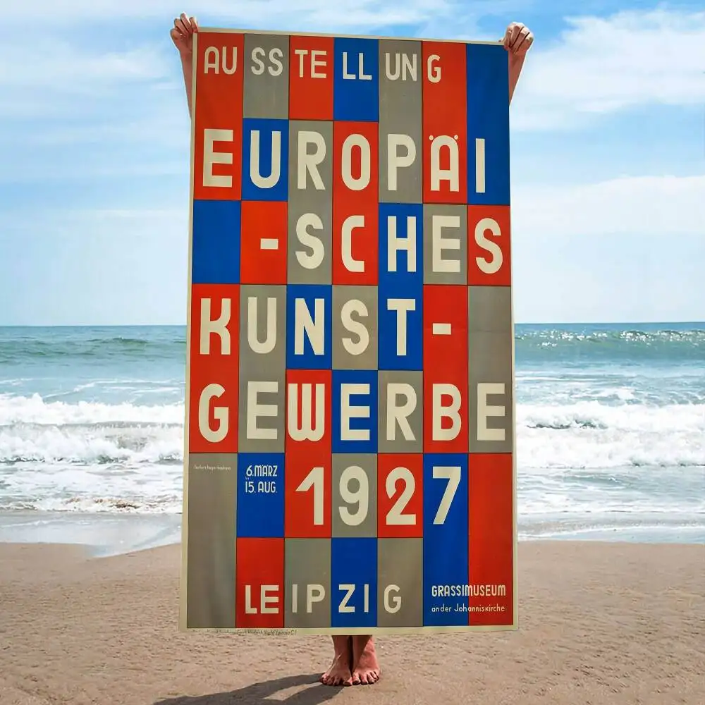 Toalla de playa Bauhaus moderna del siglo para niños, Toalla de baño personalizada, toalla de piscina, regalo de vacaciones, toalla de Picnic, regalo de fiesta