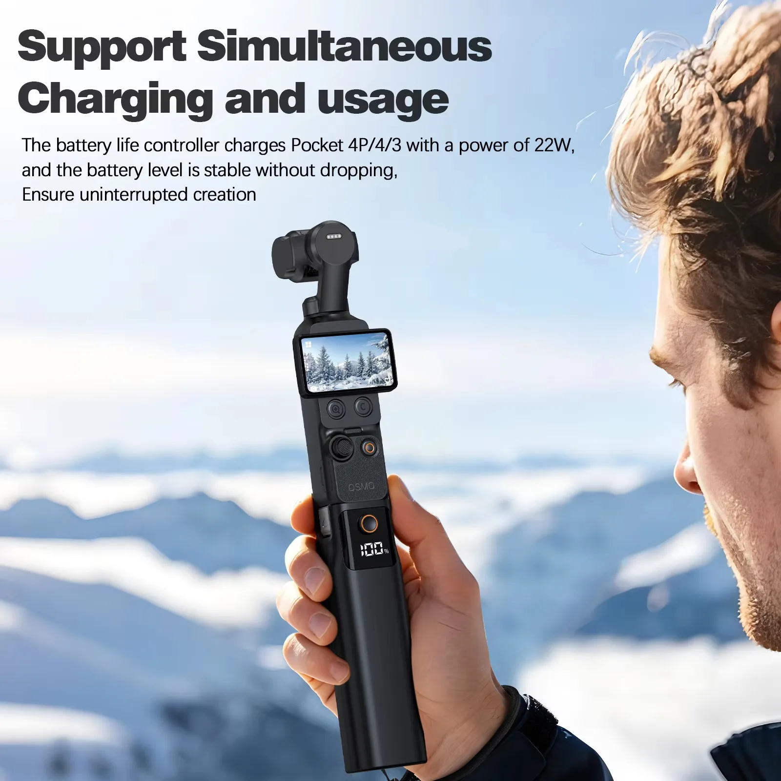 10000mAh Capacity Battery Grip Power Bank for DJI Osmo Pocket 4P/4/3