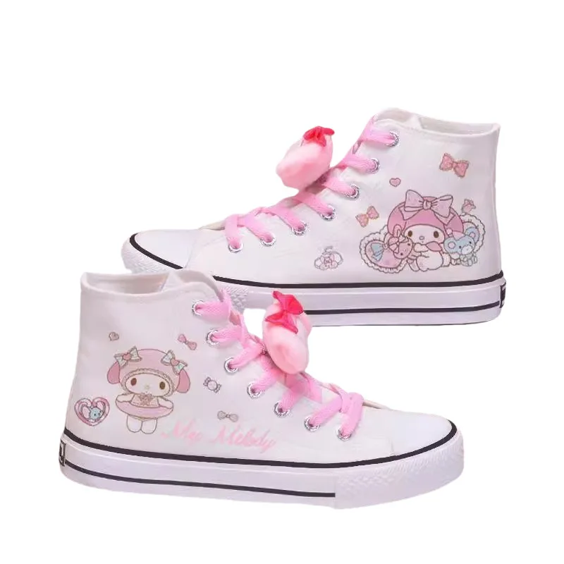 Cute Cartoon Melody Printed Women Shoes Concise Canvas Shoes Student Japanese Cute Cartoon Kuromi Casual Sneakers Kawaii Shoes