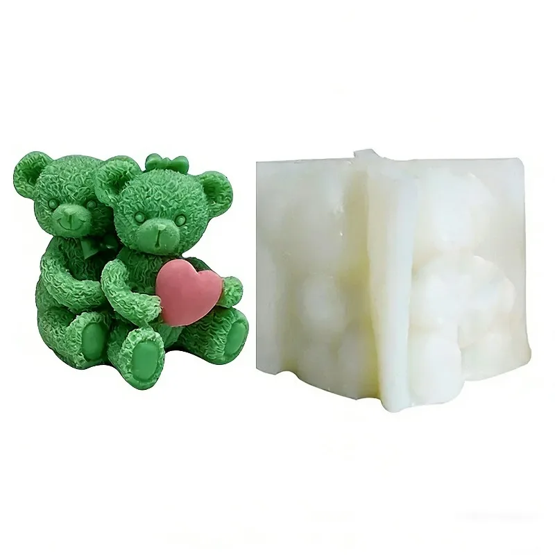 DIY Paar Bär Silikon Kerze Form 3D Bär Umarmung Liebe Handwerk Gips Zement Seife Form DIY Schokolade Kuchen Backen Werkzeug