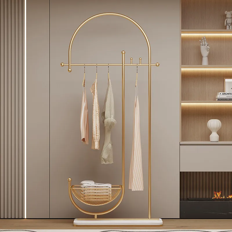 Glod Hanger Clothes Rack Compact Metal Vertical Design Apartments Clothes Rack Living Room Drying Perchero Ropa Room Furniture