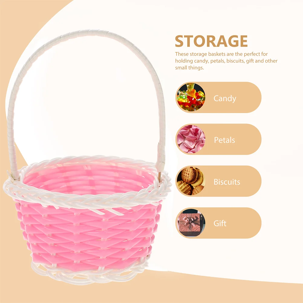 

10 Pcs Miniature Woven Gift Baskets Empty Straw Small Plastic Tiny Rattan Shopping Basket Kids Easter Decor Storage Bins Toy