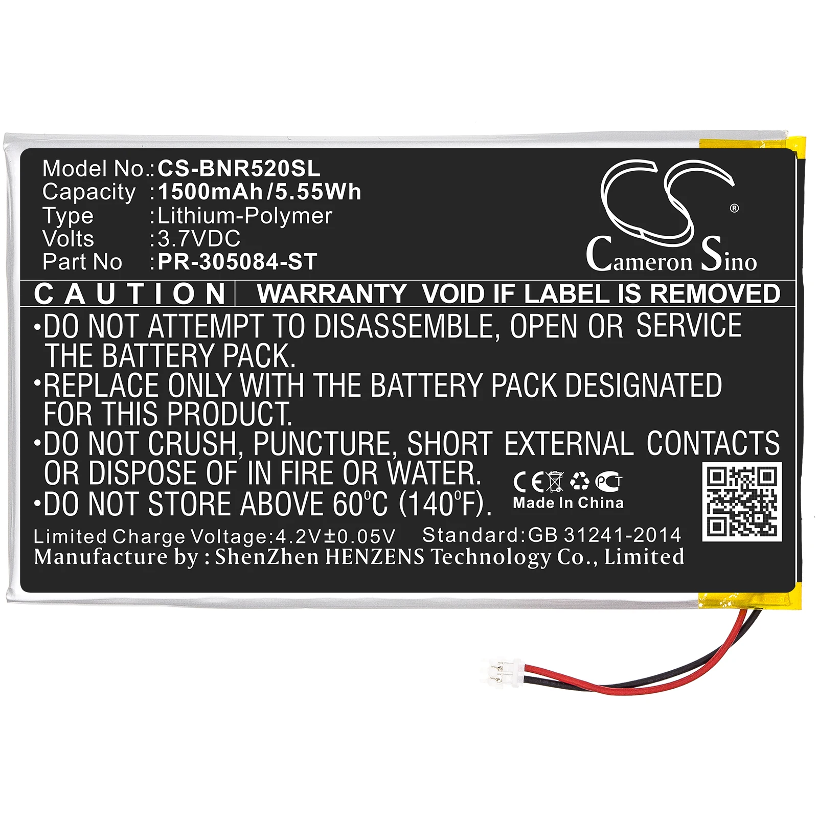 

Li-Polymer E-book, E-reader Battery for Barnes & Noble,3.7v,1500mAh,GlowLight 3 GlowLight 6 inches BNRV520,PR-305084-ST