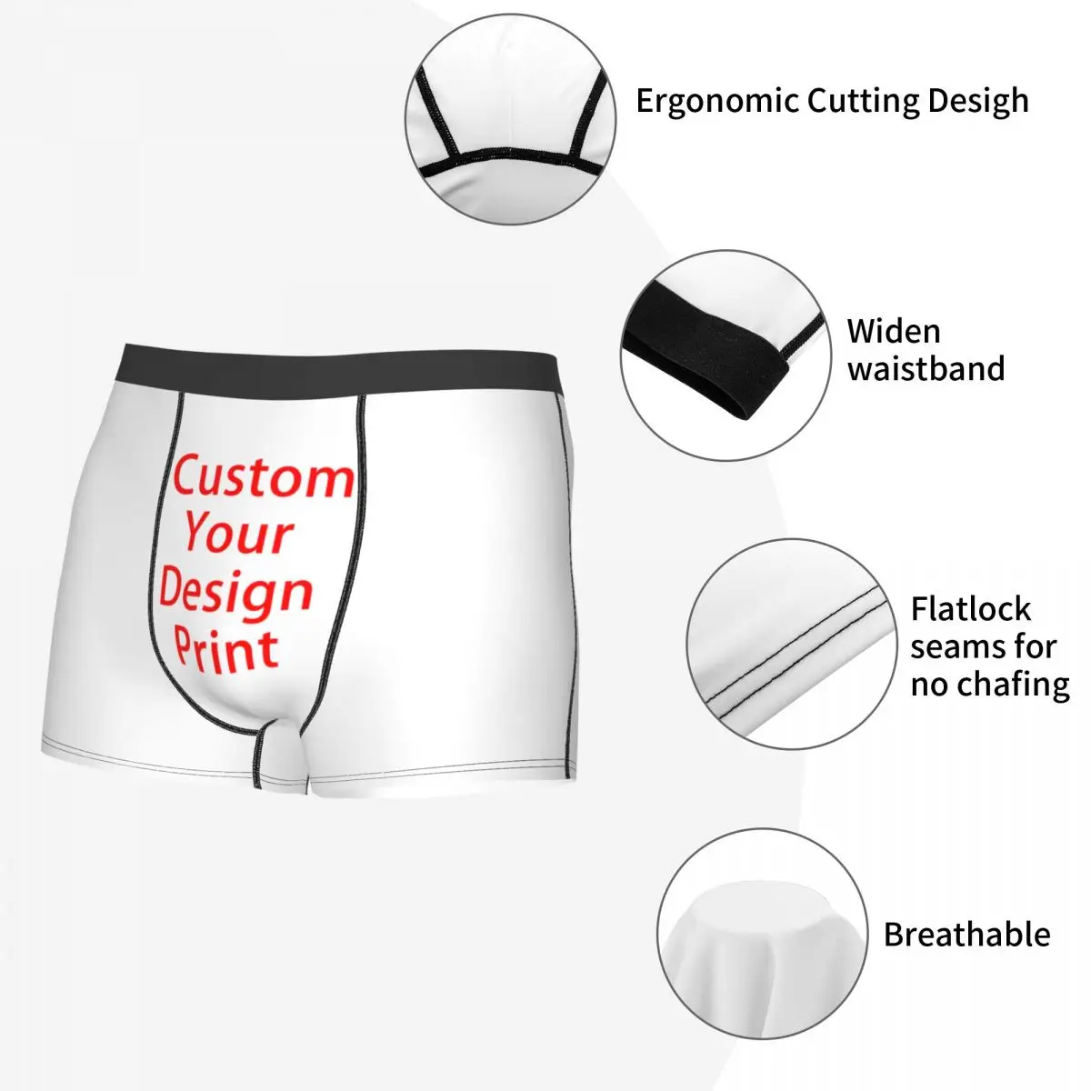 Male Cool Custom Your Design Underwear Customized Logo Printed Boxer Briefs Breathbale Shorts Panties Underpants