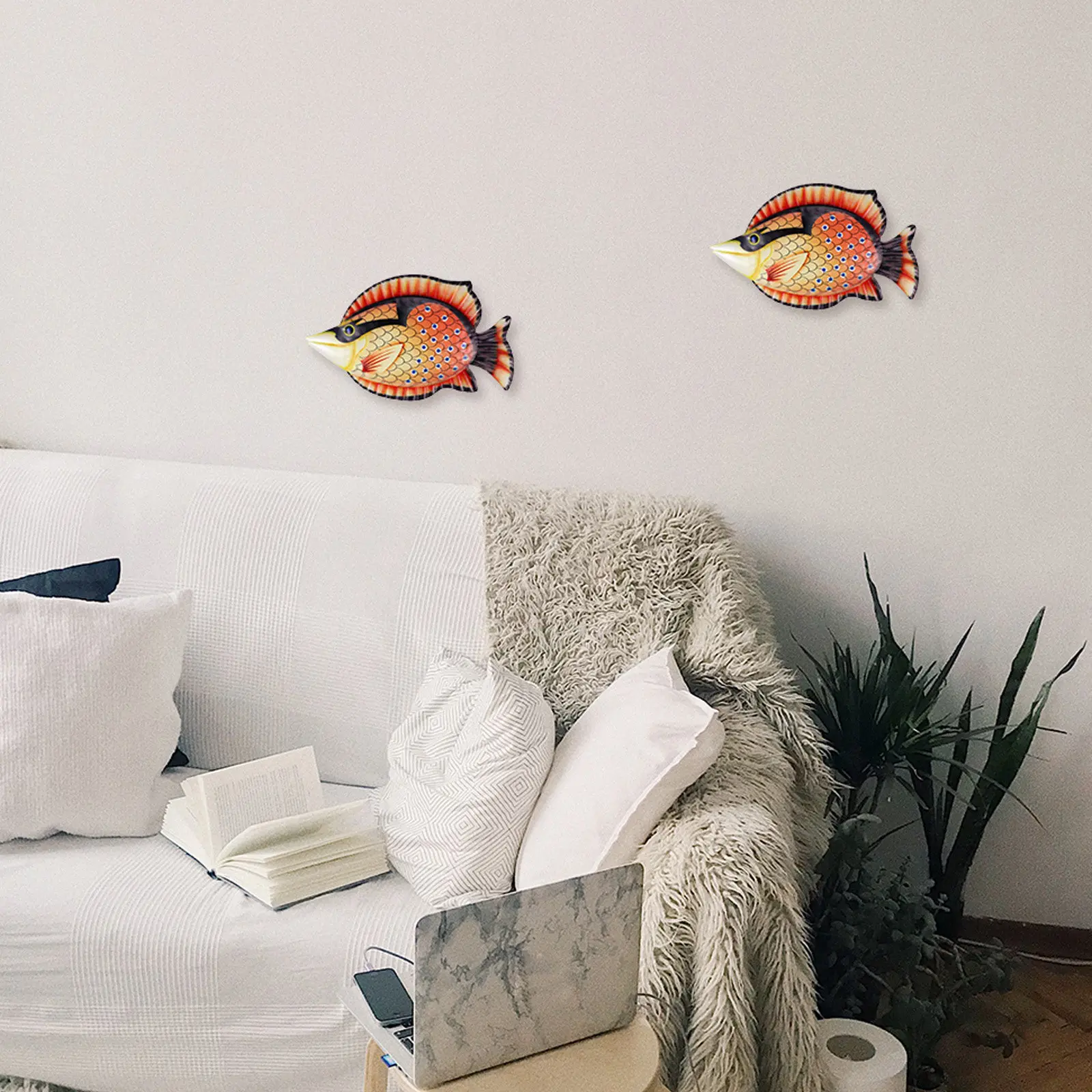 Outdoor Metal Fish Wall Decor for Decorations Garden Tropical Coastal Ocean Sea Hanging