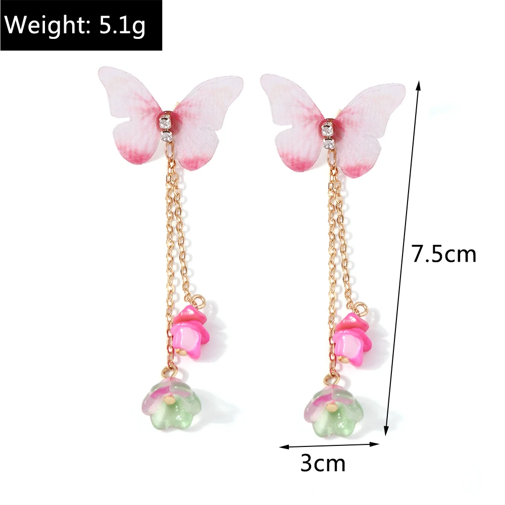 Aihua Original Design Chic Rosa Blume Schmetterling Baumeln Ohrringe für Frauen Trendy Stud Ohrring Hochzeit Schmuck Geschenke – Detail 12