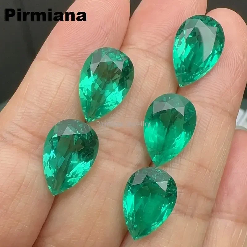 

Pirmiana Customizable Hand Made Hydrothermal Lab Grown Emerald Pear Shape Loose Gemstone for Jewelry Making