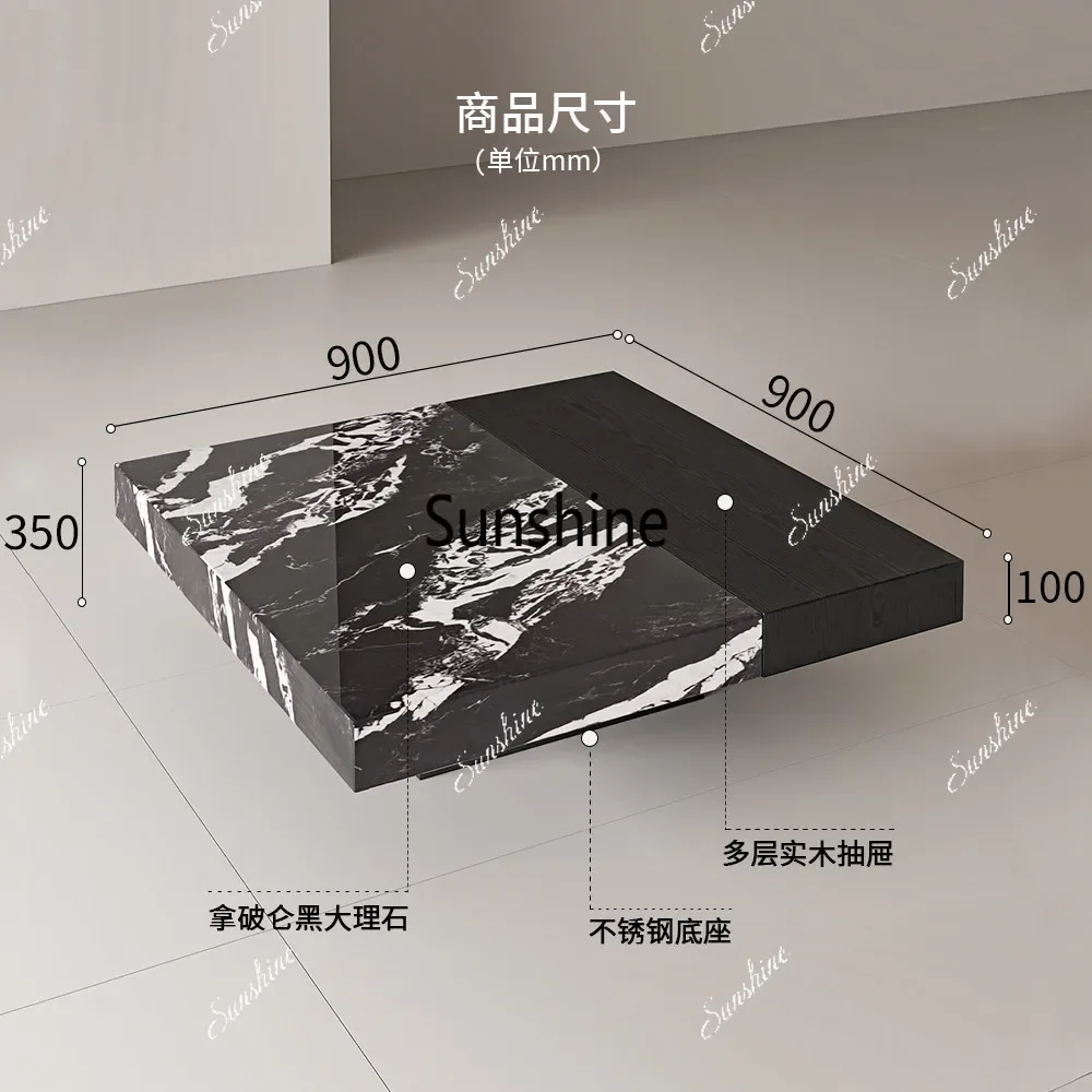 Italian marble square coffee table minimalist living room rock slab household medieval coffee table  FT