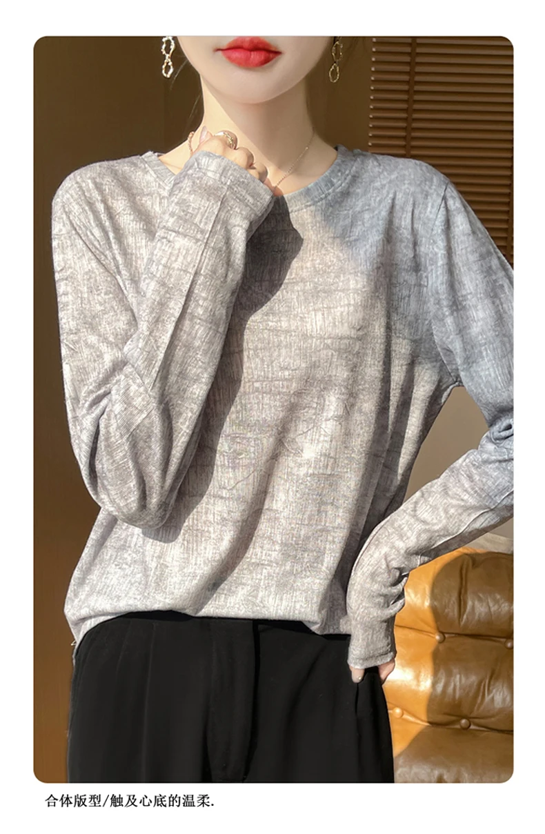 2025 New Summer Thin Silk Knitted Short-sleeved T-shirt Women's Sleeveless Wool Loose Printed T-shirt