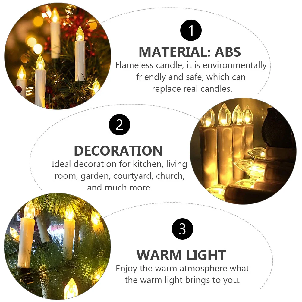 

1Set Electronic Light Flameless Christmas with Clip for Kitchen Living Room Church Decoration Party Supplies