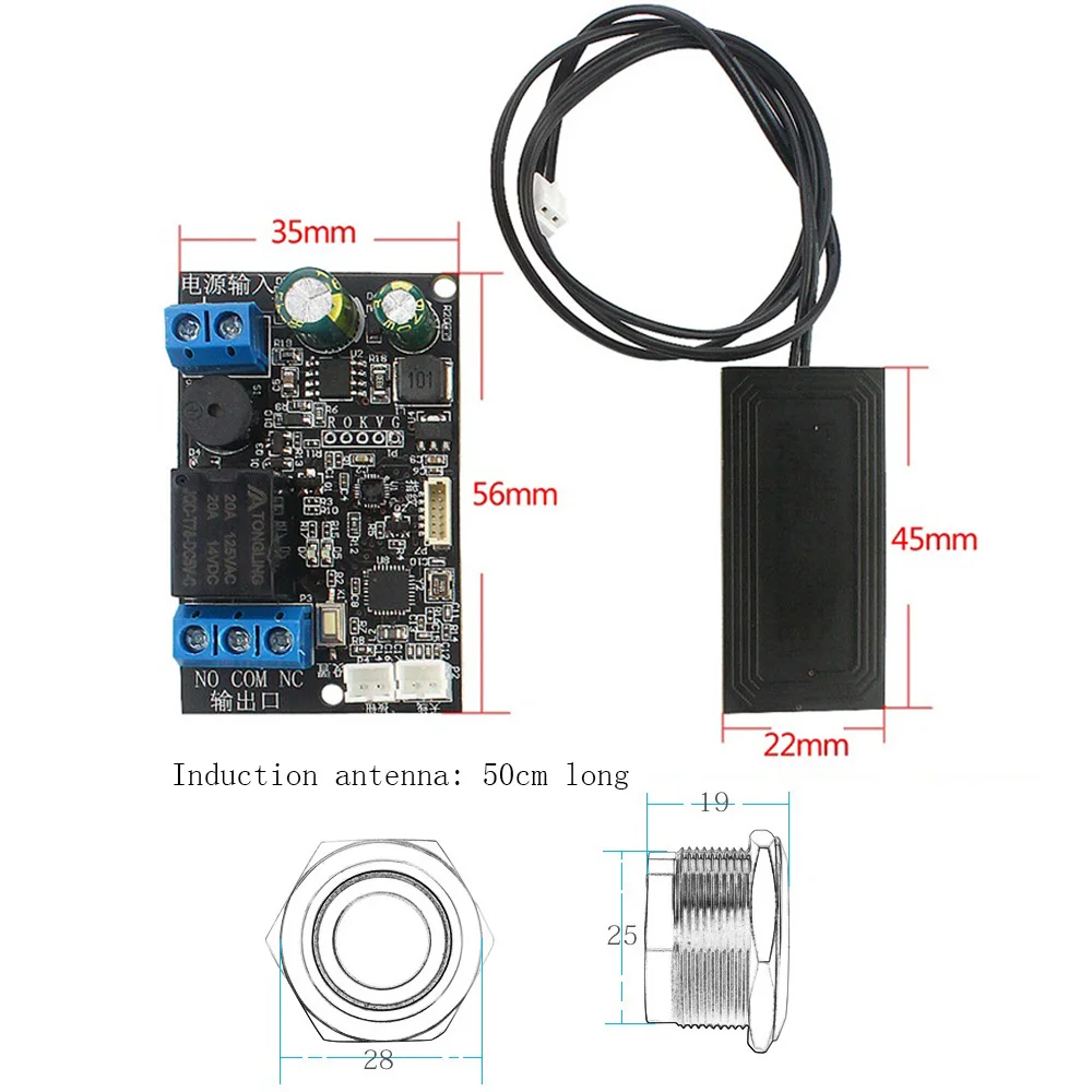 DC12-24V Mobile Phone NFC Control Board Fingerprint IC Card DIY Relay Module 13.56mhz Access Control Proximity Card Controller