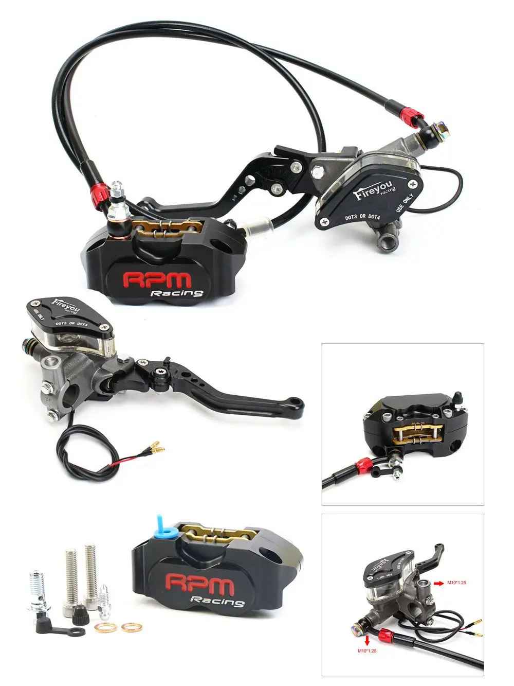 AliExpress Fireyouracing Motorcycle Hydraulic Pump Disc Brake Master Cylinder RPM Brake Caliper for Yamaha Scooter Aerox Rsz Jog Force Dirt Bike