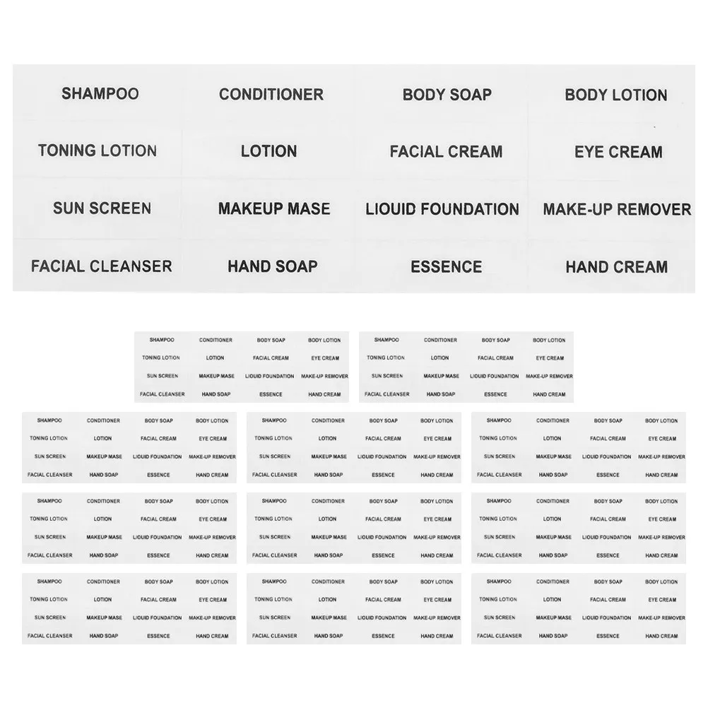 12 Sheets Clear Travel Bottle Labels Waterproof Stickers for Toiletries Lotion Shampoo Cream Bathroom Organization