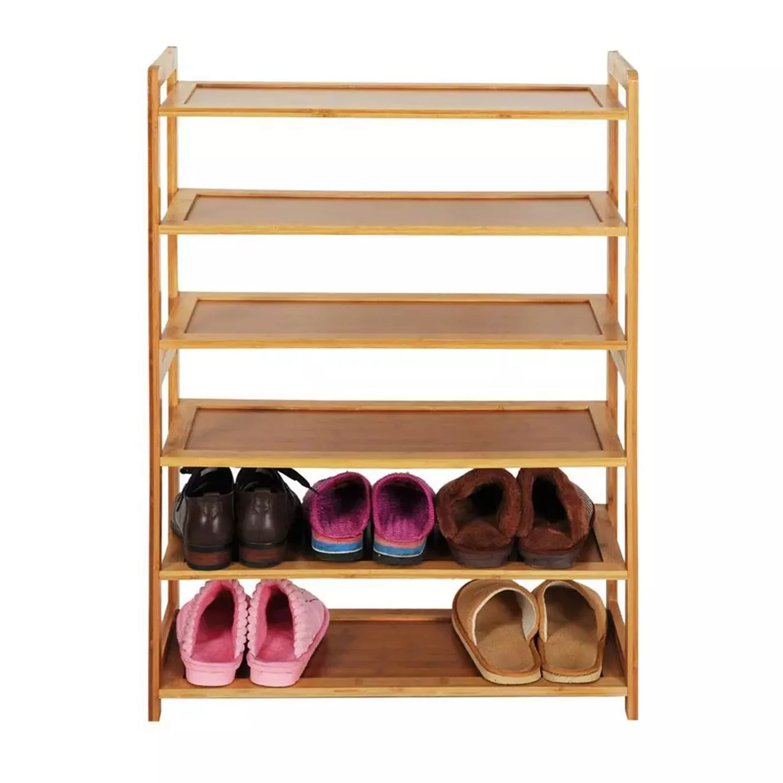 

6 Tier Shoe Rack Entryway Shoe Shelf Holder Storage Organizer Wood Color