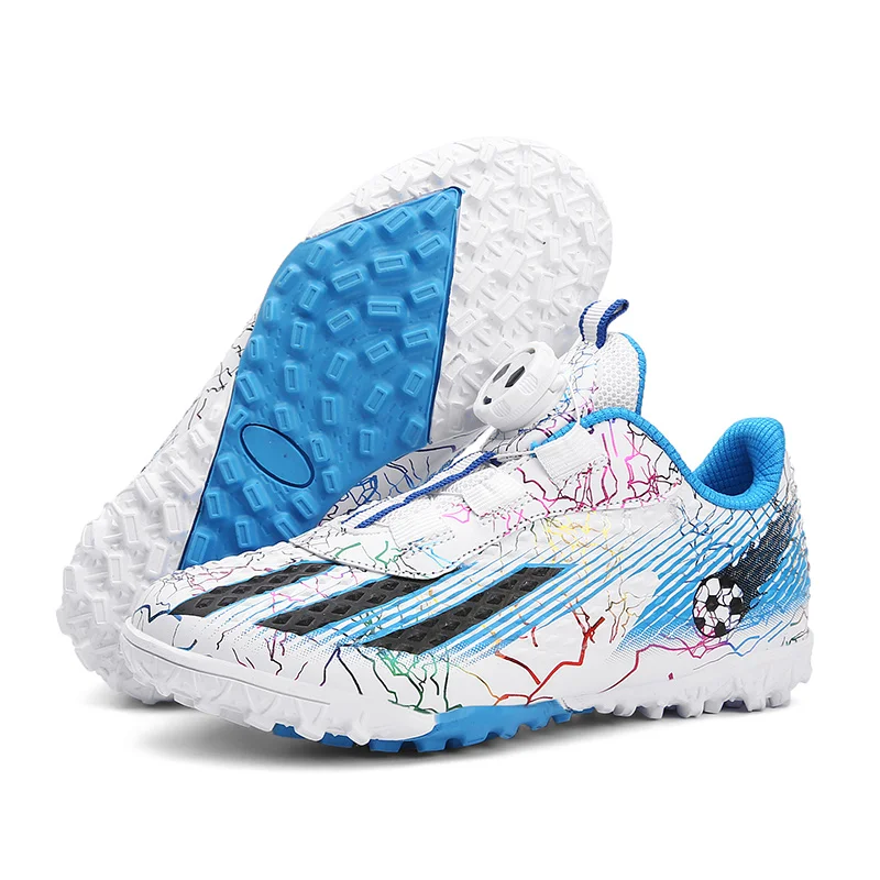 

2025 Football Shoes Children Football Shoes Soccer Boots Kids Boy Girl Sneakers New Leather Soccer Cleats Training Outdoor Hook