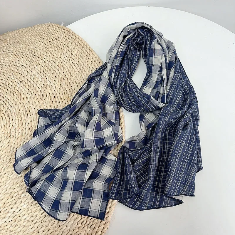 

2026 British Style 100% Cotton Scarf Retro Plaid Women Shawls And Wraps Lady Travel High Quality Large Vintage Scarves 75x180cm