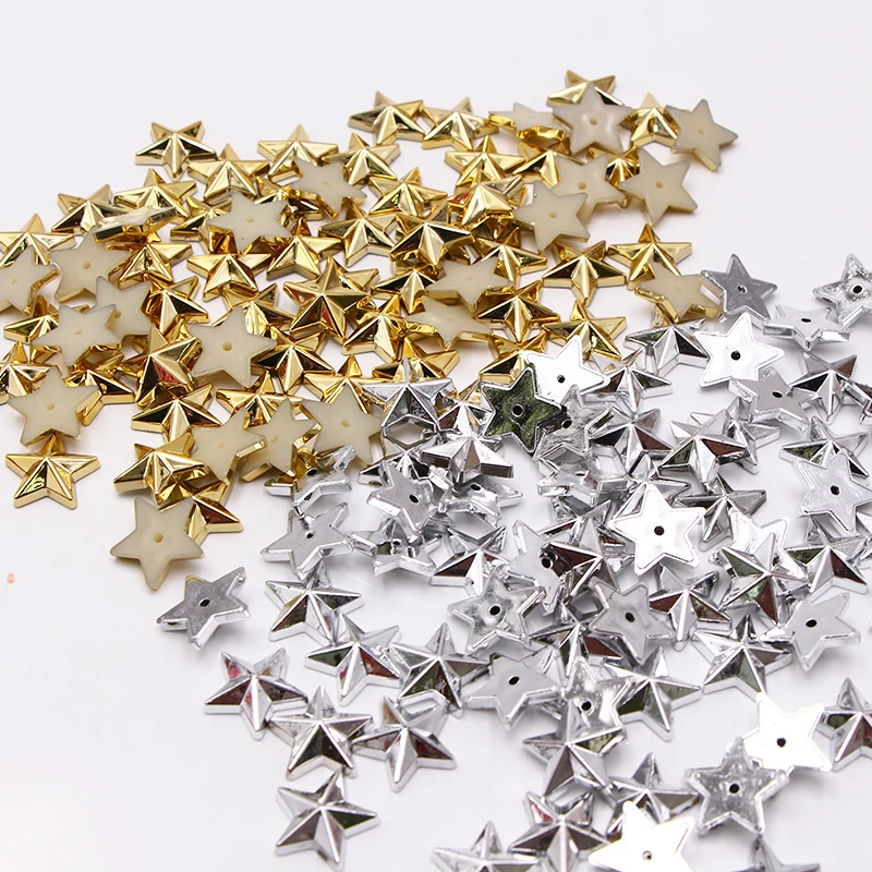 100Pcs Gold Silver Gun Black Shiny Metallic Flatbacks Star Christmas Embellishments Scrapbook Cardmake Shoes Bag Garment Accesso