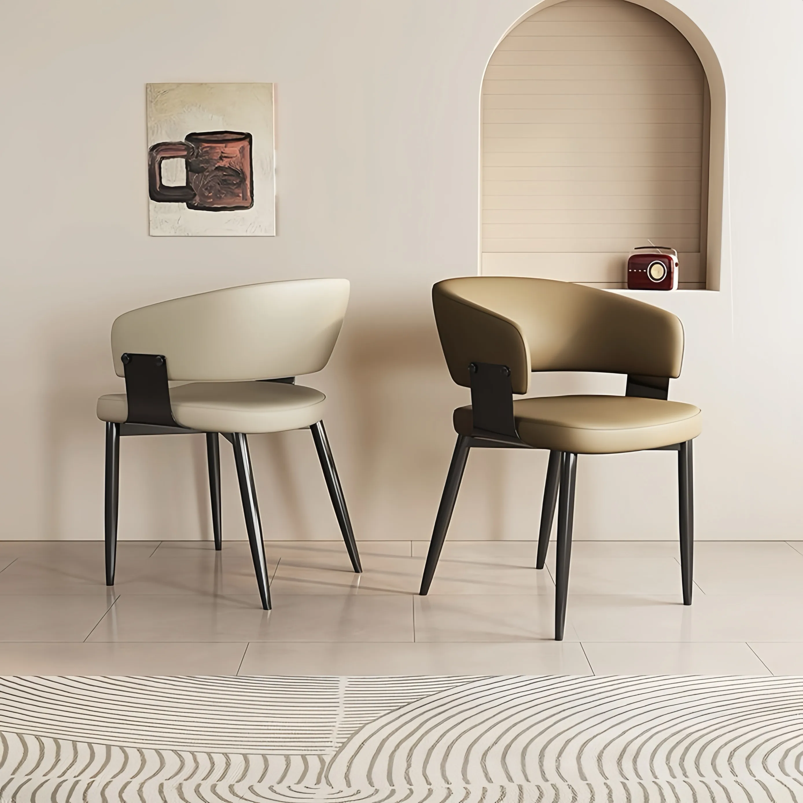 Modern Minimalist Upholstered Dining Chair Soft Padded Backrest Italian Style Side Chair For Home