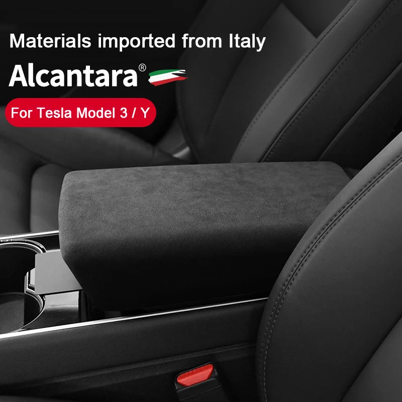 

For Tesla Model 3, Model Y 2018 2019 2020 2021 2022,Alcantara Car Center Console Armrest Box Panel Lid Shell Protection Cover