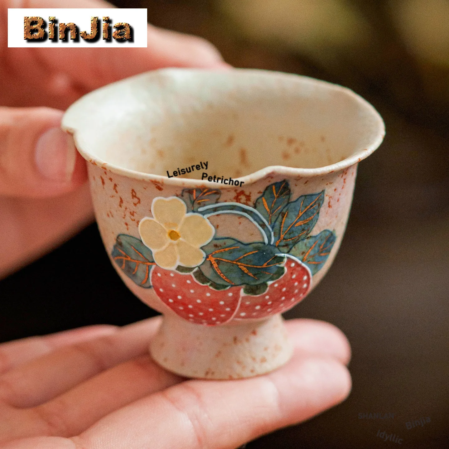 

55 мл ручная роспись клубничная чайная чашка, винтажная чайная чаша, набор чайных чашек, чайная чашка с ароматом, чашки Jianzhan Master, чайная посуда, ремесло