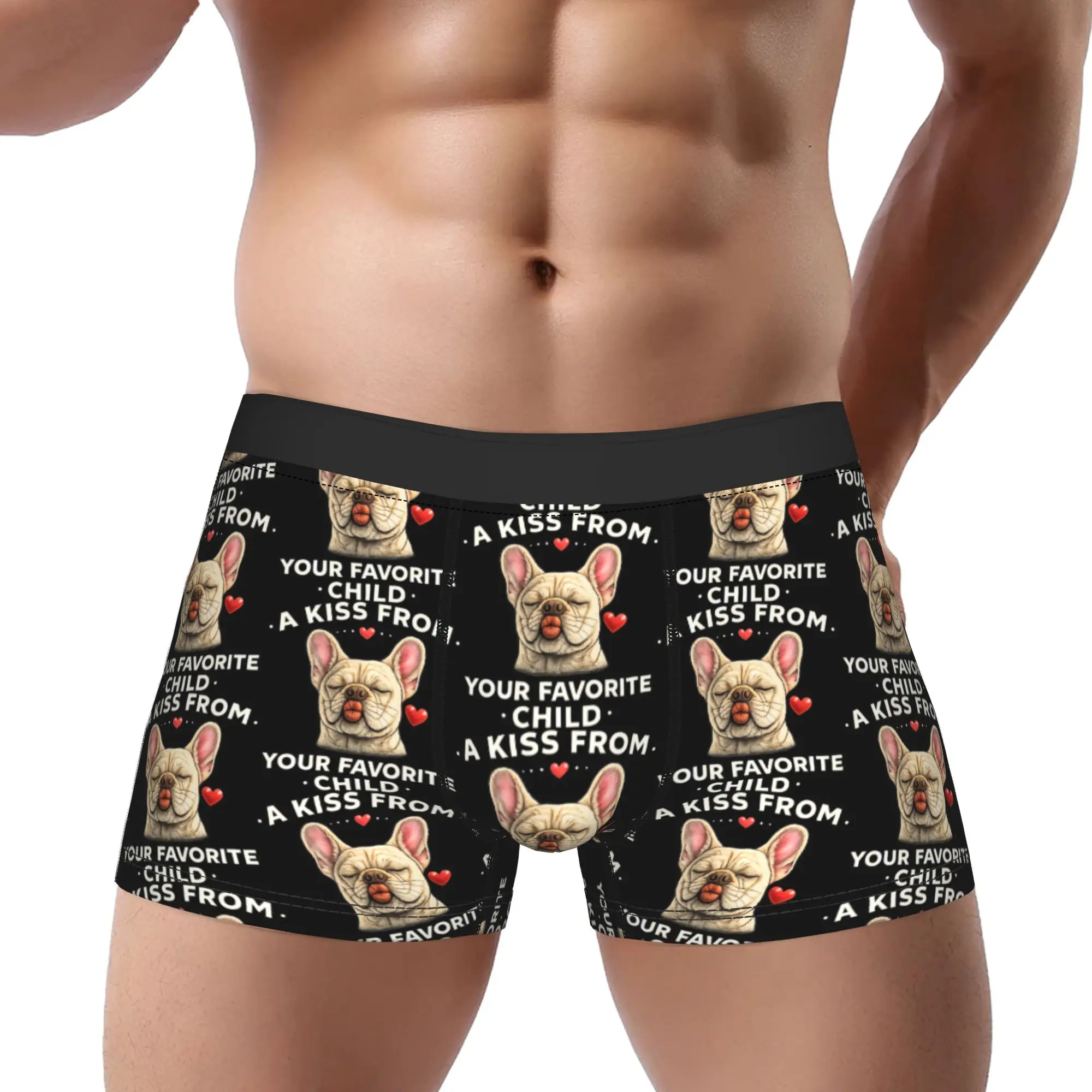French Bulldog Blowing a kiss Mothers Day Underpants Homme Panties Male Underwear Ventilate Shorts Boxer Briefs