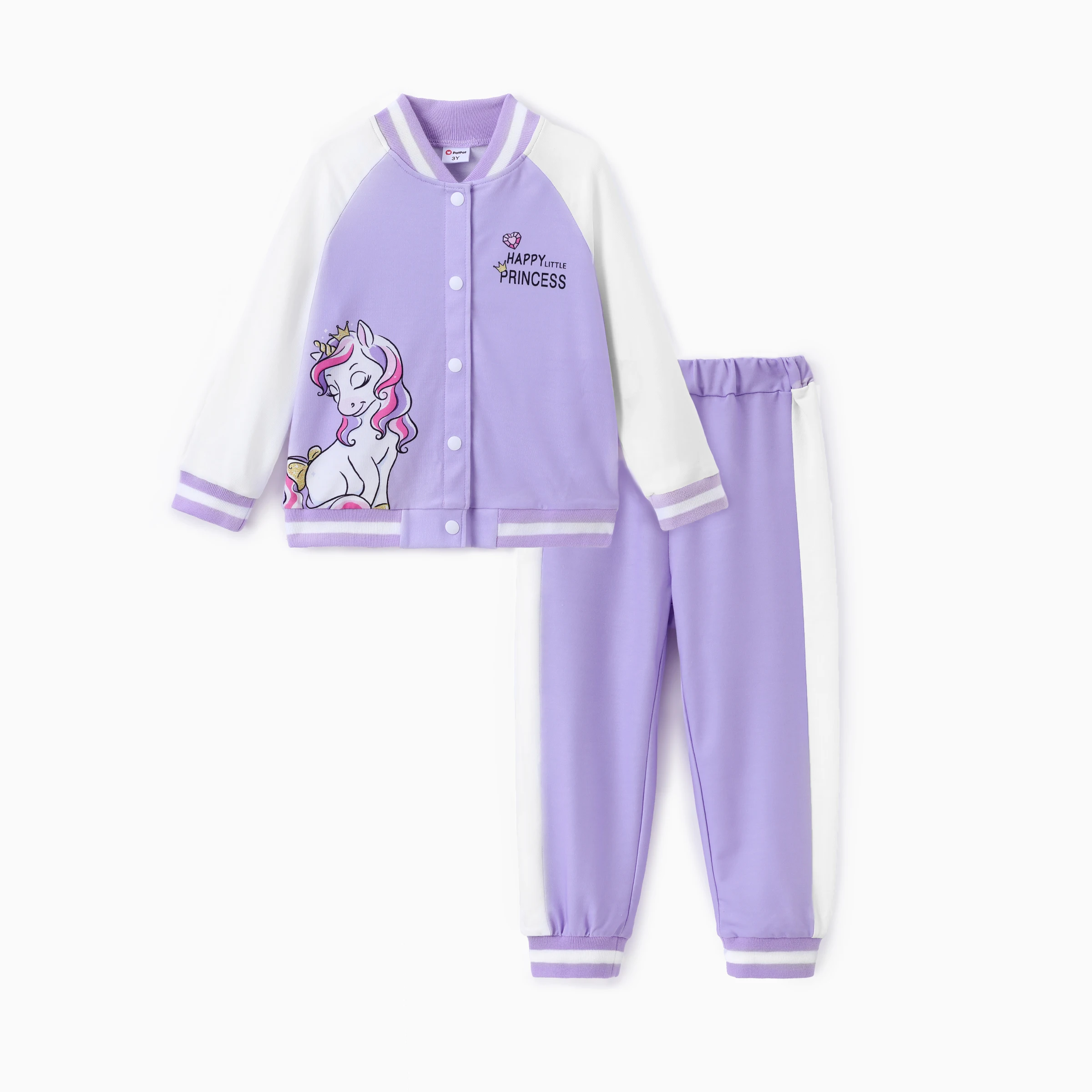 PatPat Toddler Girl 2pcs Unicorn Jacket Pants Set