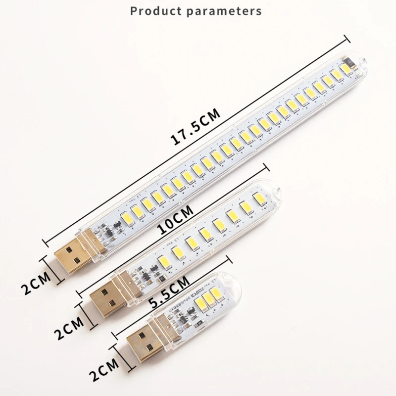 3/8/24leds Portable USB LED Lamp 5V Ultra Bright 3000K-7000K Night Light with Touch Switch for Computer Mobile Power Book Light